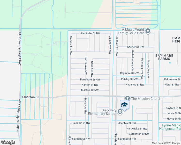 map of restaurants, bars, coffee shops, grocery stores, and more near 1799 Sayabec Street Northwest in Palm Bay