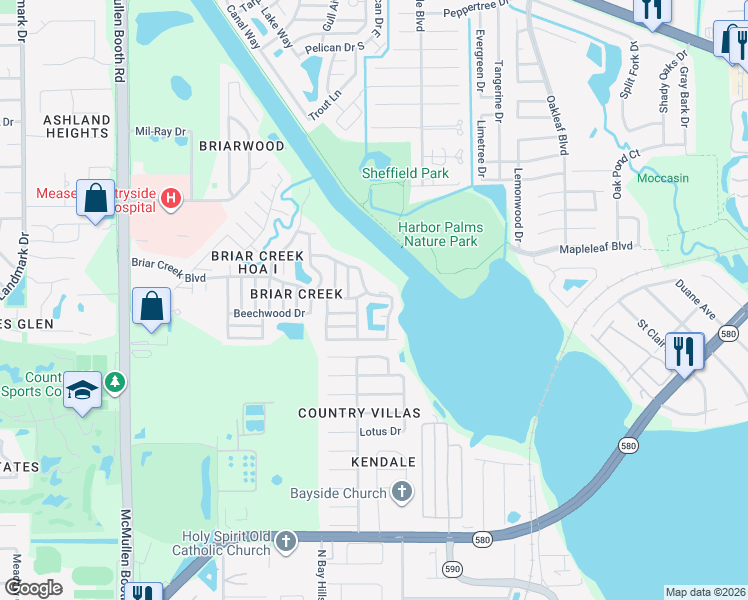 map of restaurants, bars, coffee shops, grocery stores, and more near 172 Clubview Drive in Safety Harbor