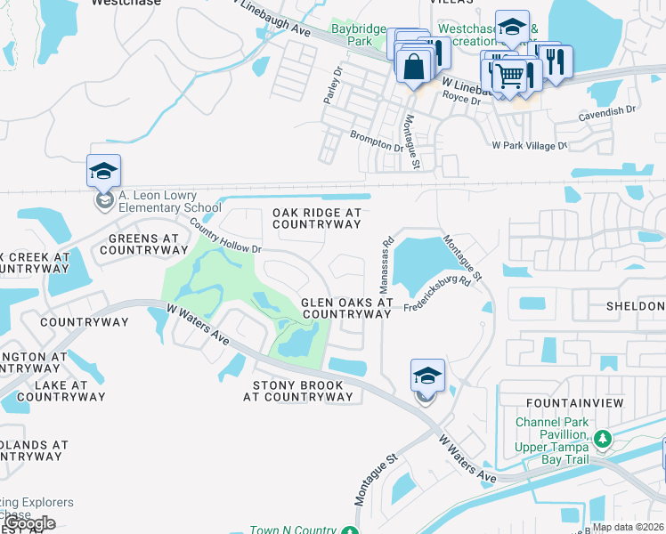 map of restaurants, bars, coffee shops, grocery stores, and more near 8739 Huntfield Street in Tampa