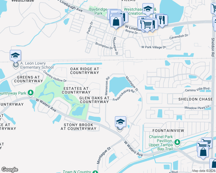 map of restaurants, bars, coffee shops, grocery stores, and more near 8634 Manassas Road in Tampa