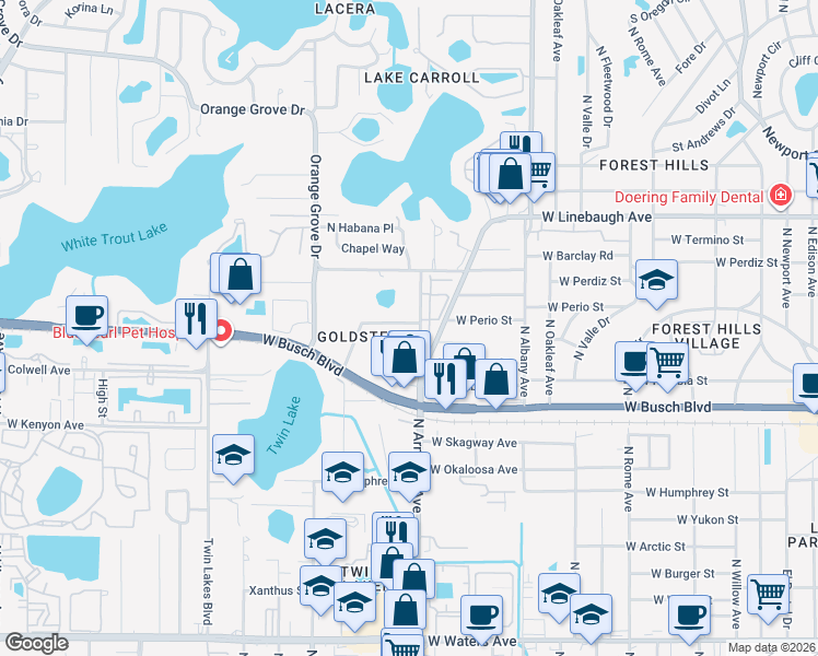 map of restaurants, bars, coffee shops, grocery stores, and more near 2506 Mabry Street in Tampa
