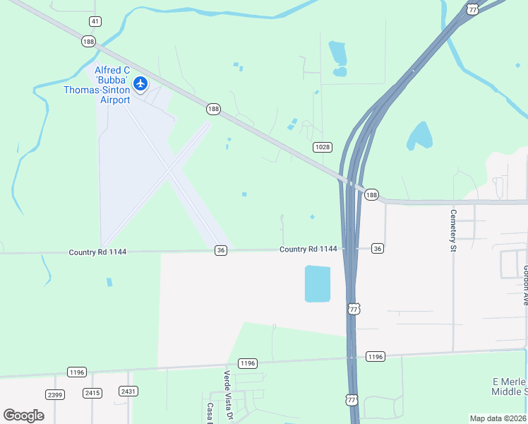 map of restaurants, bars, coffee shops, grocery stores, and more near 13934 Country Road 1144 in Sinton