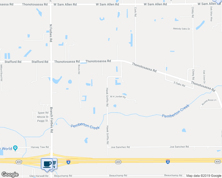 map of restaurants, bars, coffee shops, grocery stores, and more near 2424 Hawk Griffin Road in Plant City