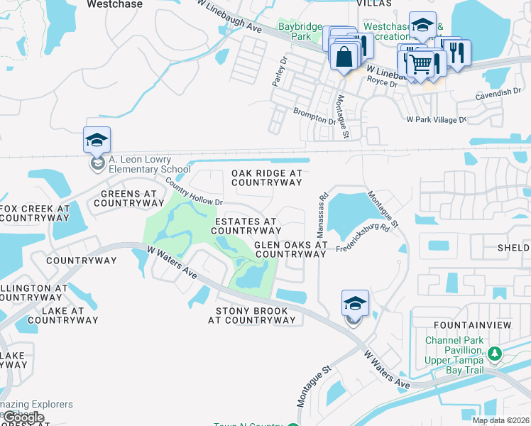map of restaurants, bars, coffee shops, grocery stores, and more near 8803 Chesterton Place in Tampa