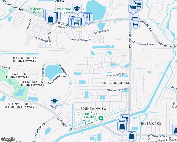 map of restaurants, bars, coffee shops, grocery stores, and more near 9707 Birch Way in Tampa