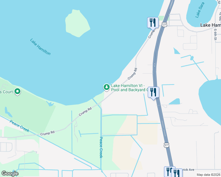 map of restaurants, bars, coffee shops, grocery stores, and more near 3050 Crump Road in Winter Haven