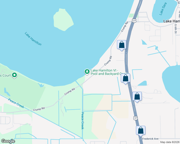 map of restaurants, bars, coffee shops, grocery stores, and more near 3050 Crump Road in Winter Haven