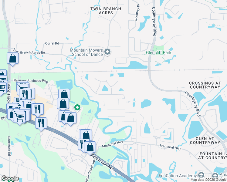 map of restaurants, bars, coffee shops, grocery stores, and more near 8807 Grand Bayou Court in Tampa