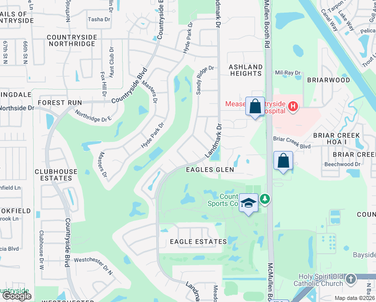 map of restaurants, bars, coffee shops, grocery stores, and more near 2940 Hadleigh Court in Clearwater