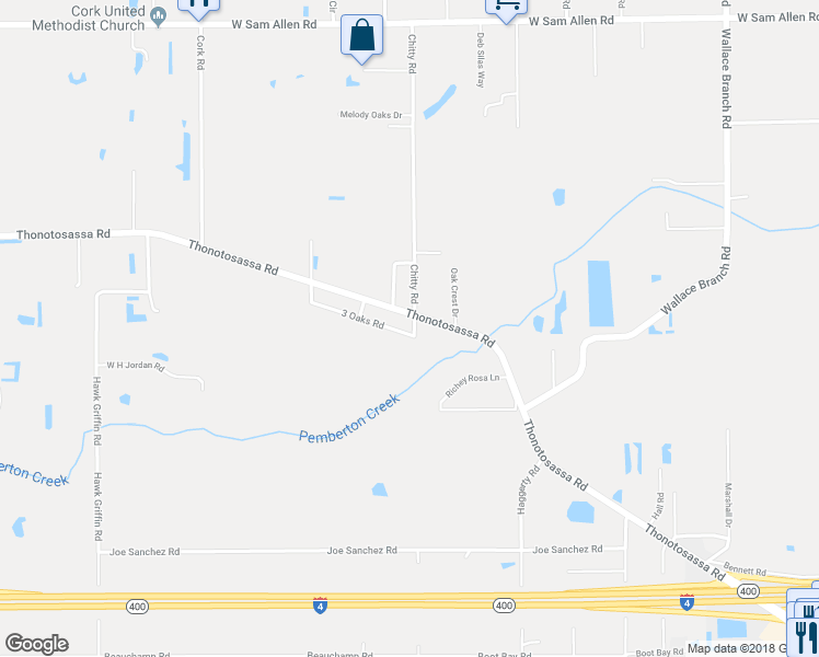 map of restaurants, bars, coffee shops, grocery stores, and more near 4102 3 Oaks Road in Plant City
