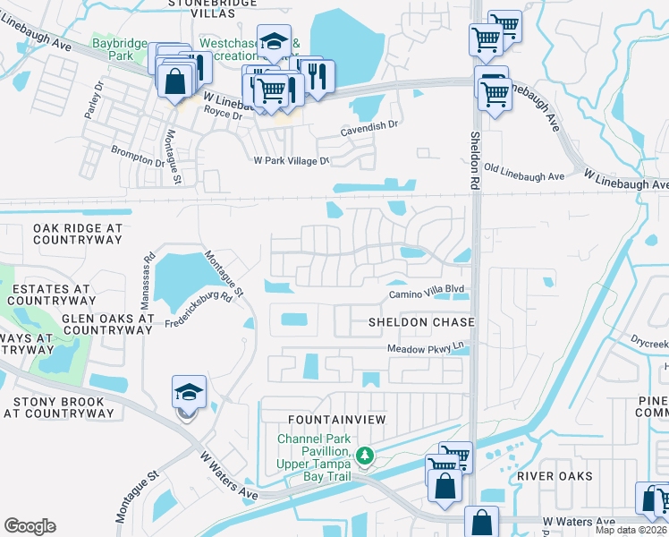 map of restaurants, bars, coffee shops, grocery stores, and more near 9707 Birch Way in Tampa