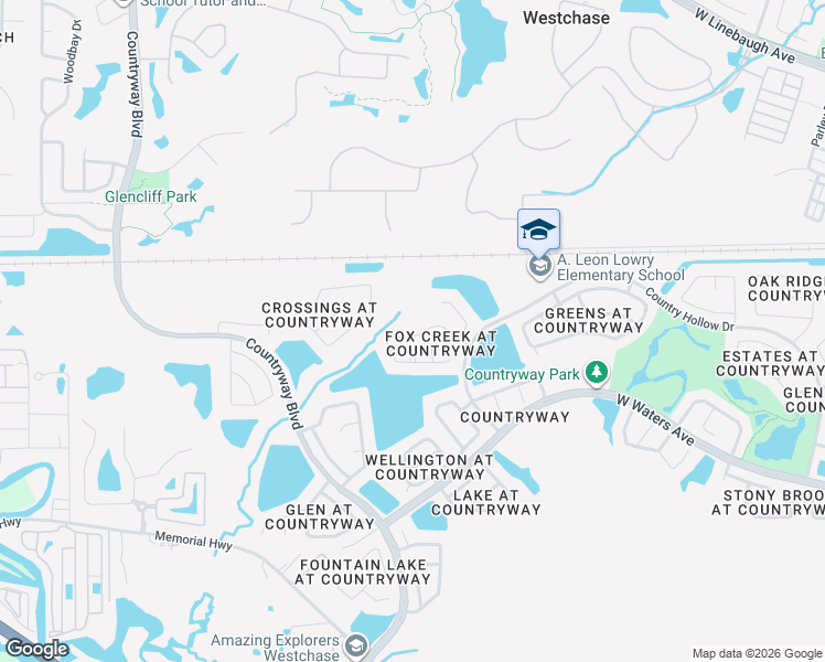 map of restaurants, bars, coffee shops, grocery stores, and more near 11629 Fox Creek Drive in Tampa