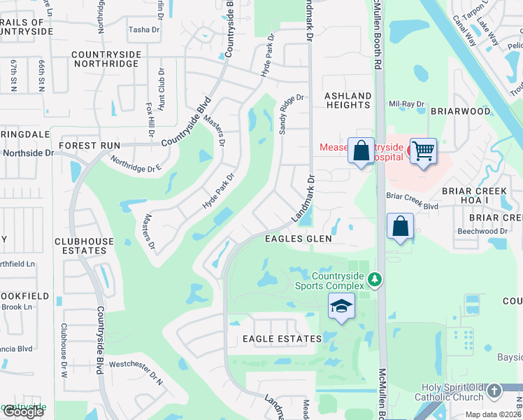map of restaurants, bars, coffee shops, grocery stores, and more near 2940 Hadleigh Court in Clearwater