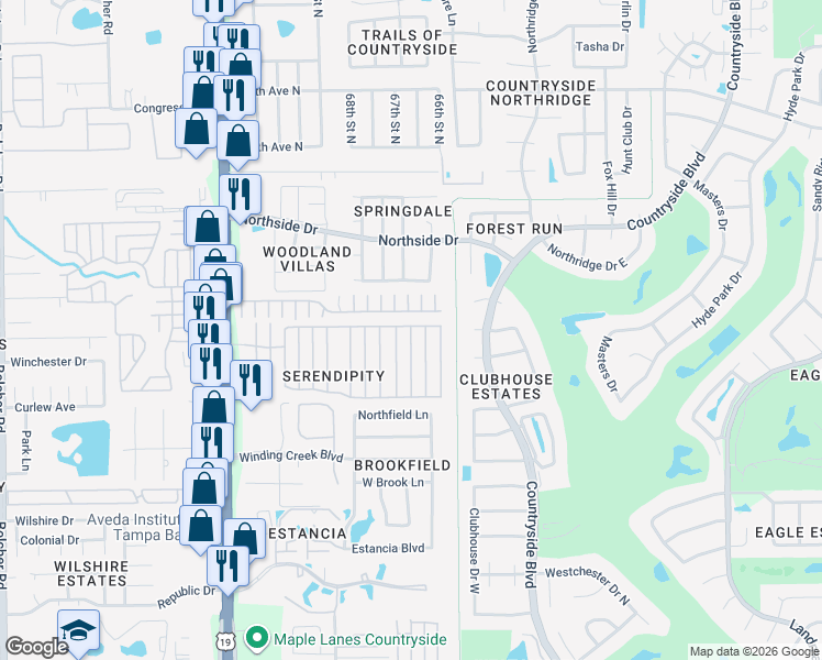 map of restaurants, bars, coffee shops, grocery stores, and more near 308 India Drive in Clearwater