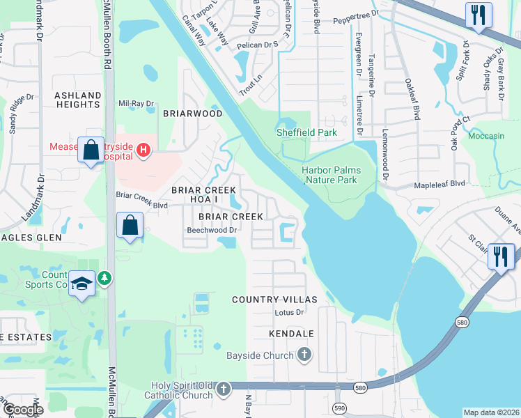 map of restaurants, bars, coffee shops, grocery stores, and more near 80 Red Fox Run in Safety Harbor