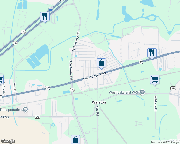 map of restaurants, bars, coffee shops, grocery stores, and more near 373 Baldwin Avenue in Lakeland