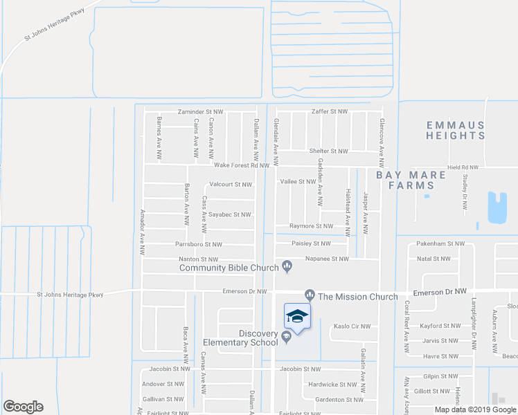 map of restaurants, bars, coffee shops, grocery stores, and more near 1523 Dallam Avenue Northwest in Palm Bay