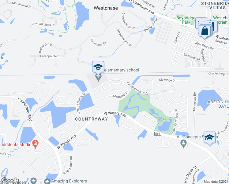 map of restaurants, bars, coffee shops, grocery stores, and more near 11416 Zenith Circle in Tampa