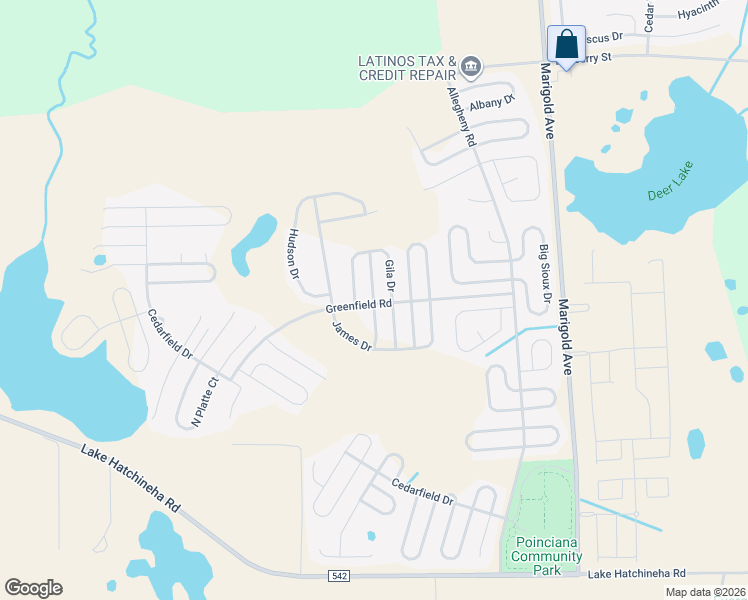 map of restaurants, bars, coffee shops, grocery stores, and more near 906 Gila Place in Poinciana