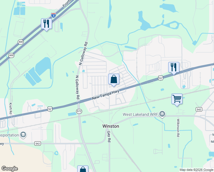 map of restaurants, bars, coffee shops, grocery stores, and more near 373 Baldwin Avenue in Lakeland