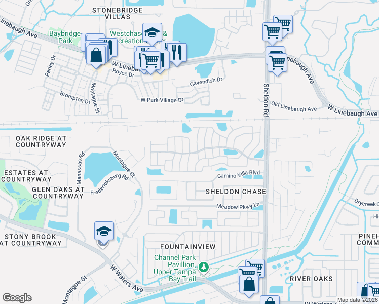 map of restaurants, bars, coffee shops, grocery stores, and more near 9801-9819 Birch Way in Tampa