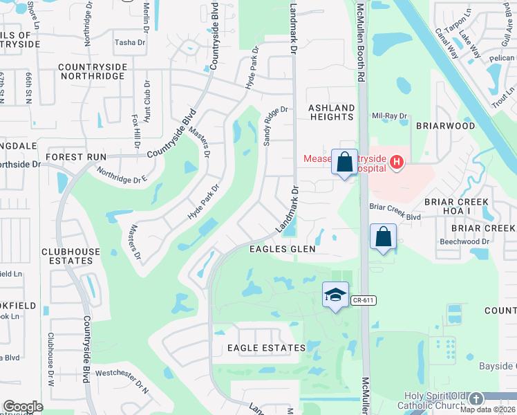 map of restaurants, bars, coffee shops, grocery stores, and more near 3200 Sandy Ridge Drive in Clearwater