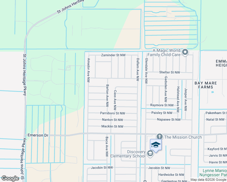 map of restaurants, bars, coffee shops, grocery stores, and more near 1572 Cass Avenue Northwest in Palm Bay