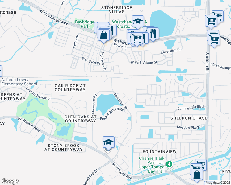 map of restaurants, bars, coffee shops, grocery stores, and more near 8900 Montague Street in Tampa