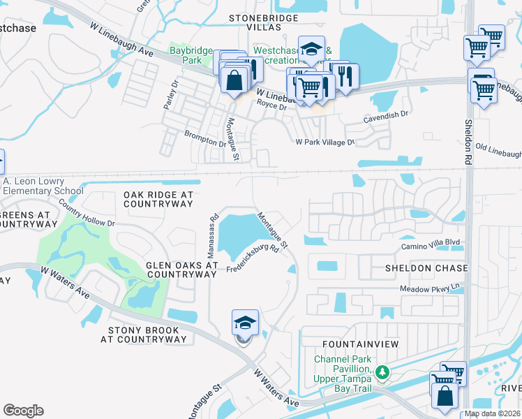 map of restaurants, bars, coffee shops, grocery stores, and more near 8900 Montague Street in Tampa