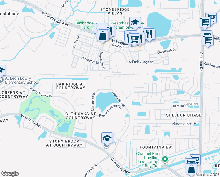 map of restaurants, bars, coffee shops, grocery stores, and more near 8900 Montague Street in Tampa