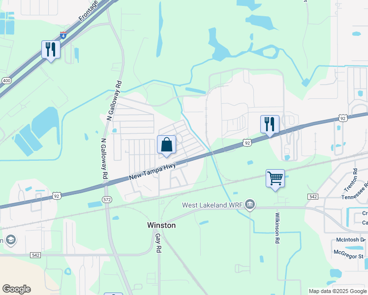 map of restaurants, bars, coffee shops, grocery stores, and more near 74 Pritchard Street in Lakeland