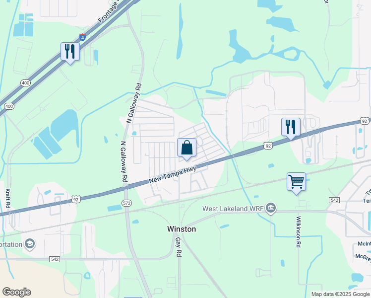 map of restaurants, bars, coffee shops, grocery stores, and more near 117 Todd Street in Lakeland