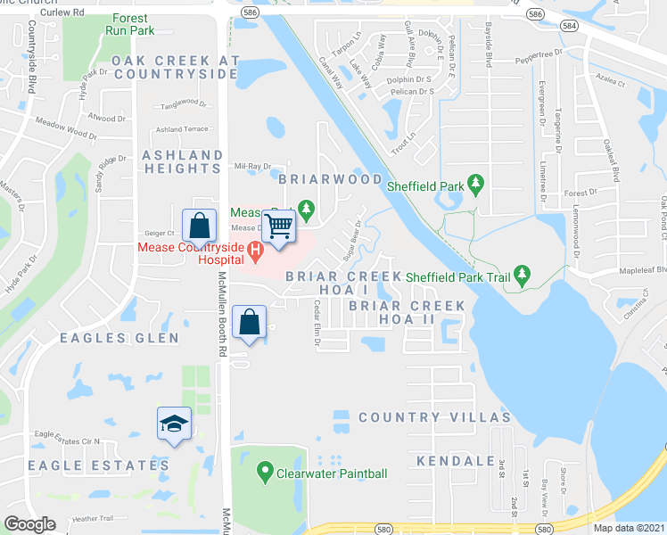 map of restaurants, bars, coffee shops, grocery stores, and more near 71 Sugar Bear Drive in Safety Harbor