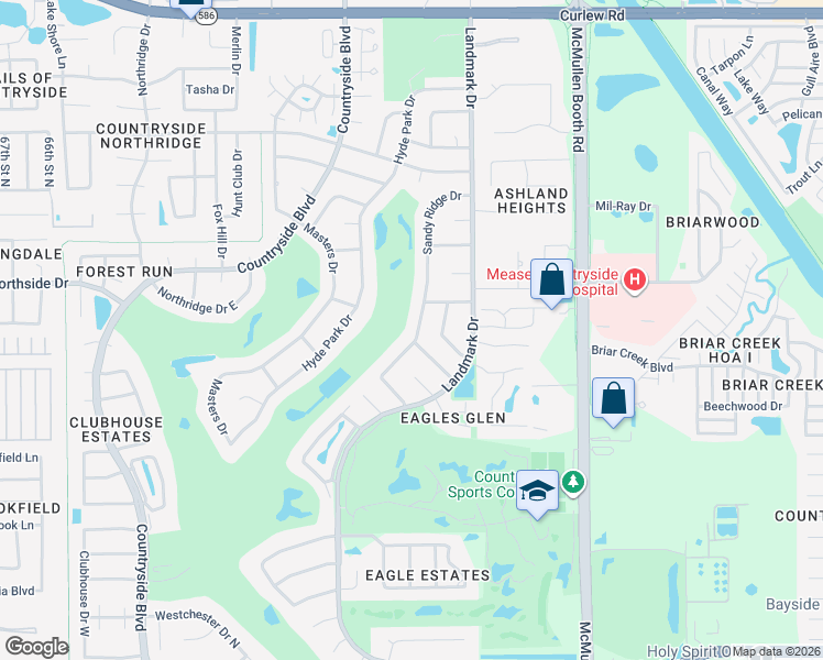 map of restaurants, bars, coffee shops, grocery stores, and more near 3200 Sandy Ridge Drive in Clearwater