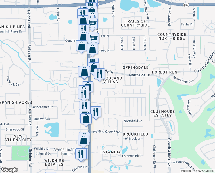 map of restaurants, bars, coffee shops, grocery stores, and more near 2465 Northside Drive in Clearwater