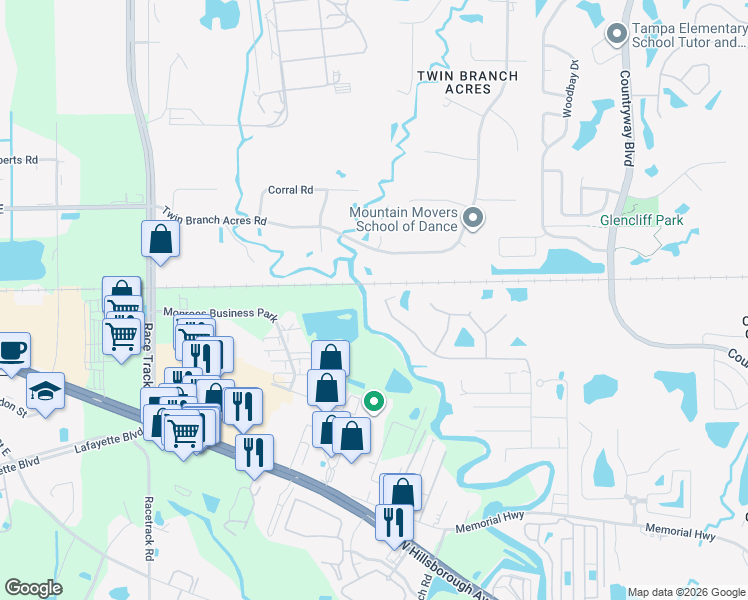 map of restaurants, bars, coffee shops, grocery stores, and more near 9002 North River Road in Tampa