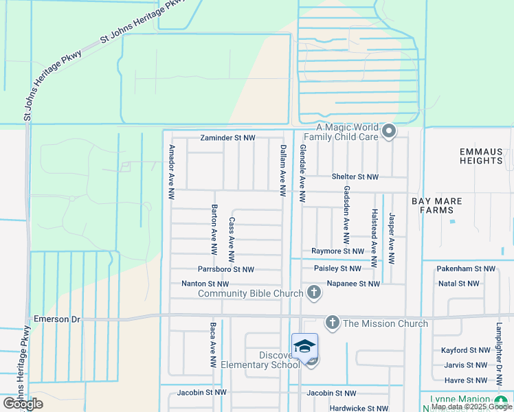 map of restaurants, bars, coffee shops, grocery stores, and more near 1743 Valcourt Street Northwest in Palm Bay