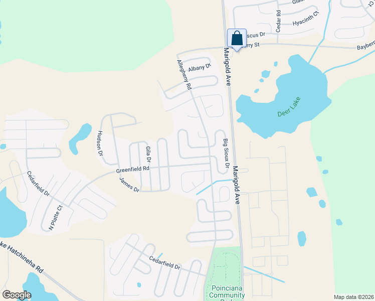 map of restaurants, bars, coffee shops, grocery stores, and more near 536 Big Sioux Court in Kissimmee