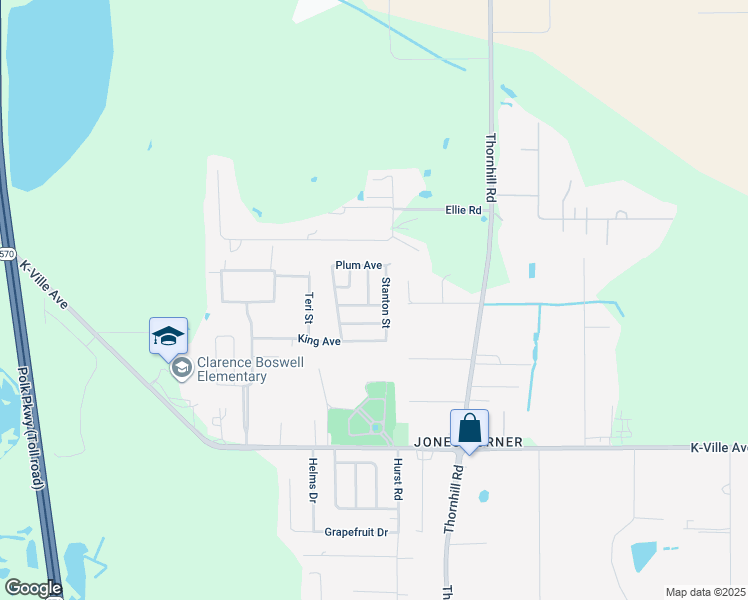 map of restaurants, bars, coffee shops, grocery stores, and more near 2441 Garden Street in Auburndale