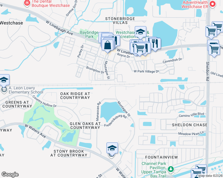 map of restaurants, bars, coffee shops, grocery stores, and more near 9620 Charlesberg Drive in Tampa