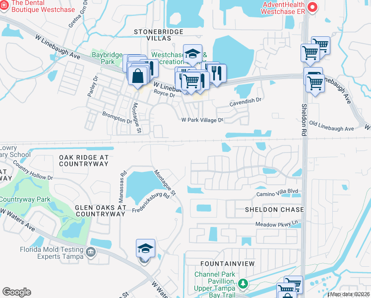 map of restaurants, bars, coffee shops, grocery stores, and more near 9404 Charlesberg Drive in Tampa