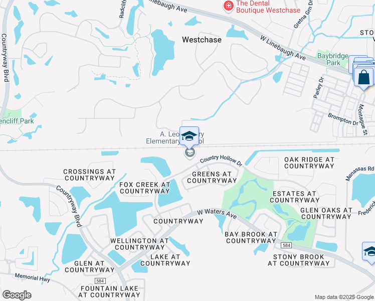 map of restaurants, bars, coffee shops, grocery stores, and more near 11505 Country Hollow Drive in Tampa