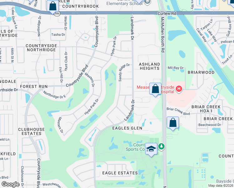 map of restaurants, bars, coffee shops, grocery stores, and more near 3230 Sandy Ridge Drive in Clearwater