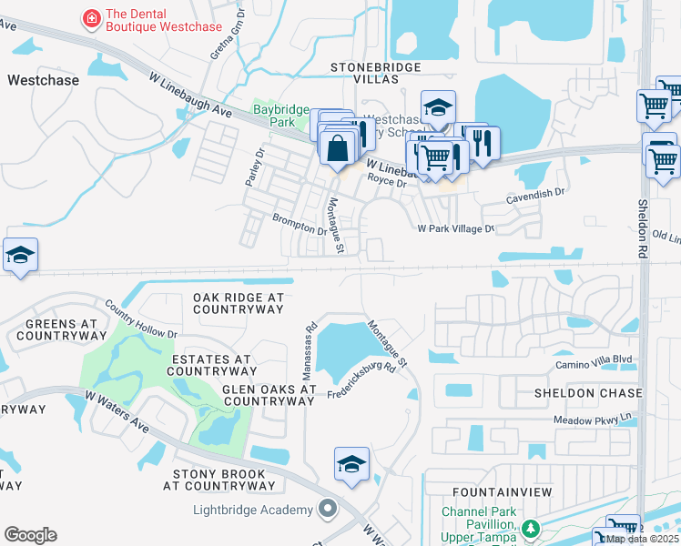 map of restaurants, bars, coffee shops, grocery stores, and more near 9408 Montague Street in Tampa