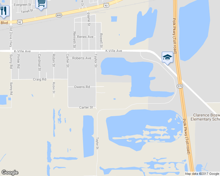 map of restaurants, bars, coffee shops, grocery stores, and more near 1633 Taylor Street in Auburndale