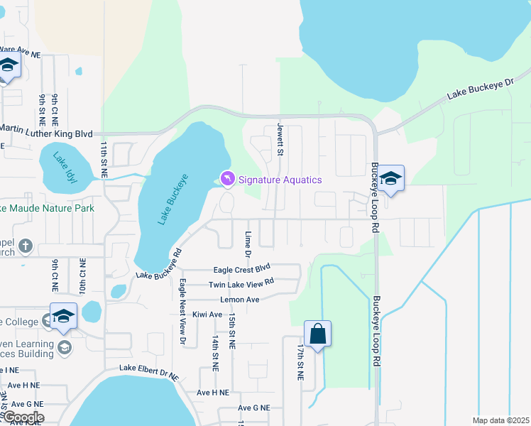 map of restaurants, bars, coffee shops, grocery stores, and more near 2332 Rose Boulevard in Winter Haven