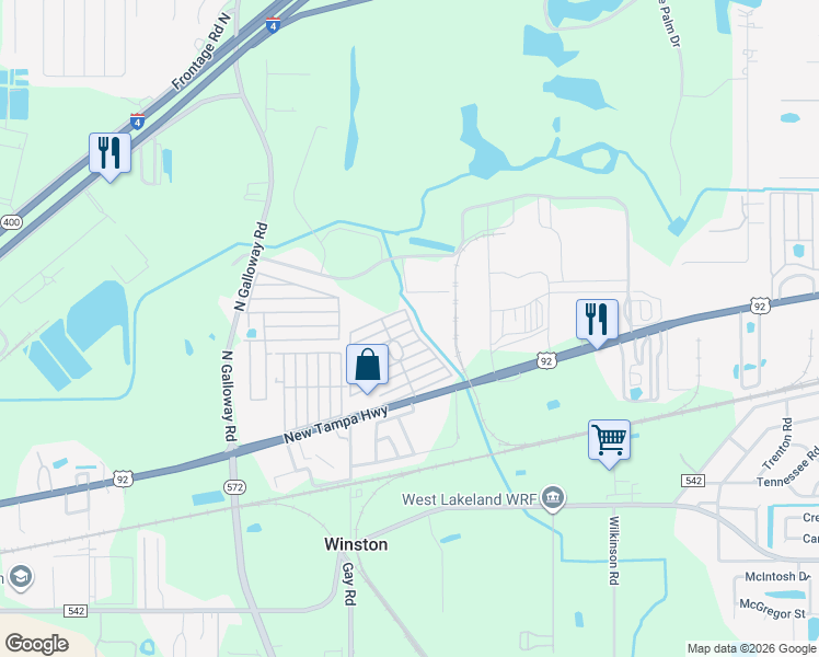 map of restaurants, bars, coffee shops, grocery stores, and more near 174 Casebier Street in Lakeland