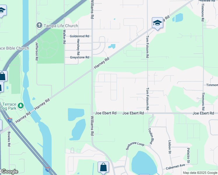 map of restaurants, bars, coffee shops, grocery stores, and more near 9823 Warm Stone Street in Seffner