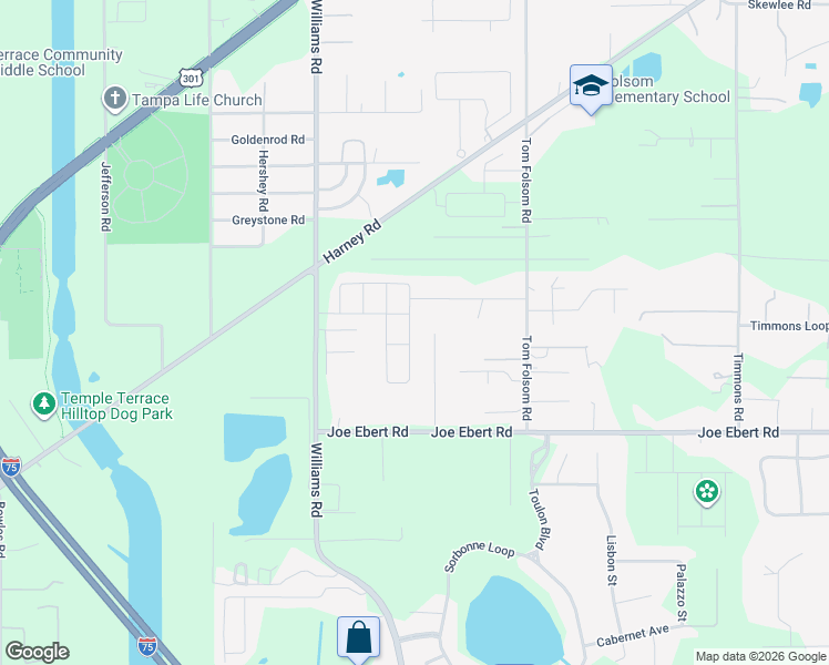 map of restaurants, bars, coffee shops, grocery stores, and more near 9936 Warm Stone Street in Seffner