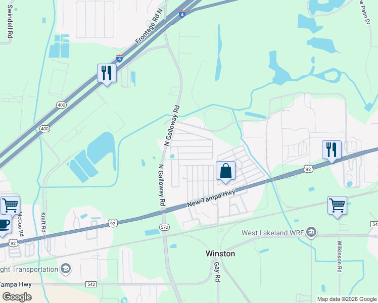 map of restaurants, bars, coffee shops, grocery stores, and more near 41 Kelly Drive in Lakeland